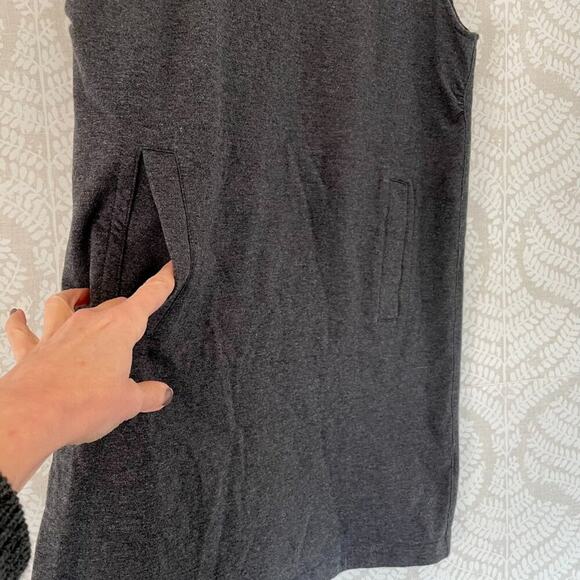 Norma Kamali Charcoal Gray Sleeveless Crew Neck Tunic/Top Kangaroo Pockets, S - Picture 6 of 12